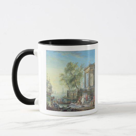 Hafen-Szene mit Einstellung Sun (Öl auf Leinwand) Tasse (Links)
