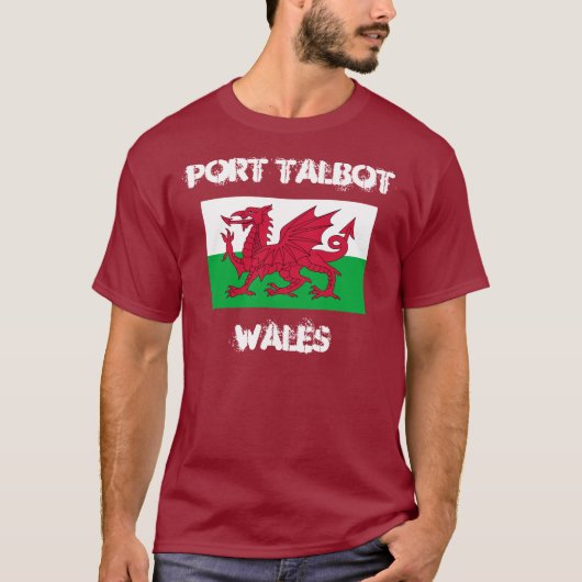 Hafen Talbot, Wales mit Waliser-Flagge T-Shirt (Vorderseite)