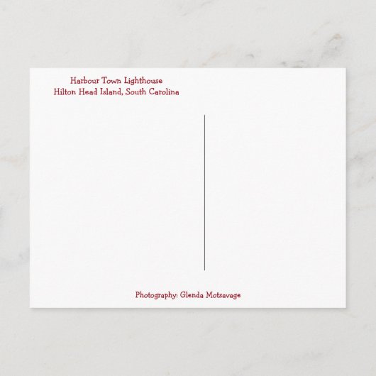 Hafen Town Lighthouse - Hilton Head Island SC Postkarte (Rückseite)