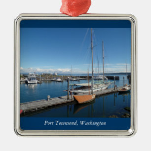 Hafen Townsend Washington Ozean-Boots-Ansicht Silbernes Ornament
