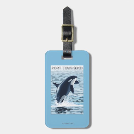 Hafen Townsend, WashingtonOrca Springen Gepäckanhänger (Vorderseite vertikal)