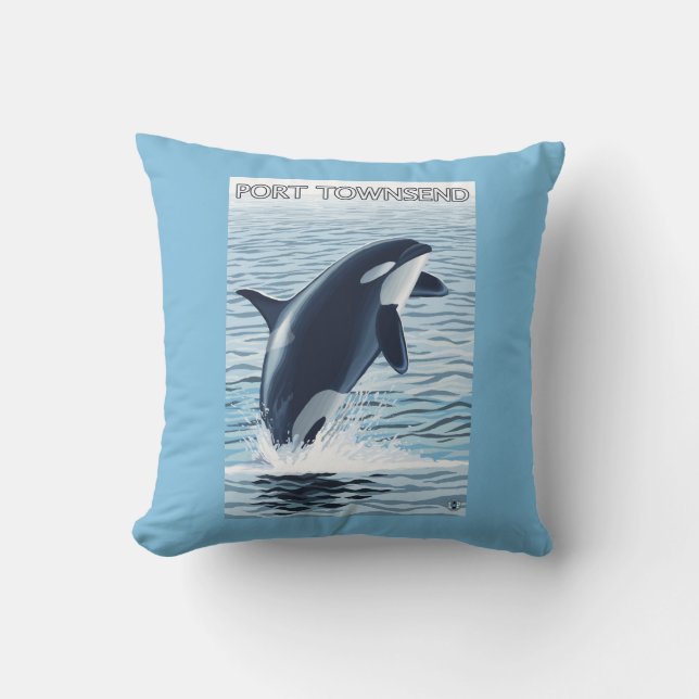 Hafen Townsend, WashingtonOrca Springen Kissen (Vorderseite)
