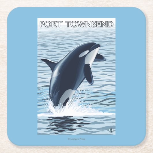 Hafen Townsend, WashingtonOrca Springen Rechteckiger Pappuntersetzer (Vorderseite)