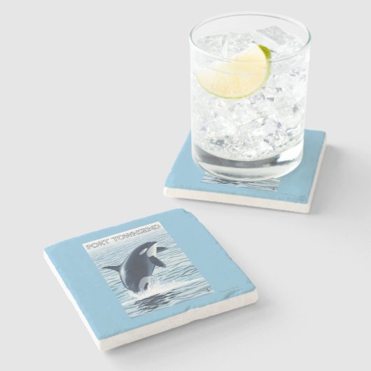 Hafen Townsend, WashingtonOrca Springen Steinuntersetzer (Seitenansicht)