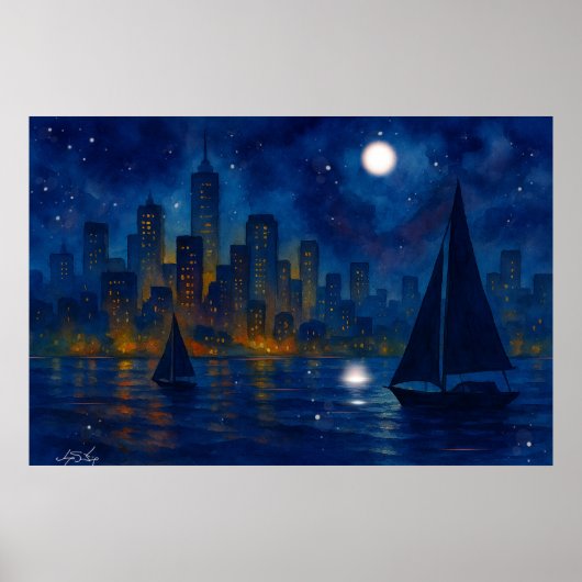 Hafen-Träume Landschaft Poster (Vorne)