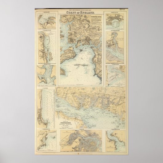 Häfen und Häfen an der Südküste Englands Poster (Vorne)