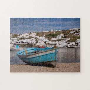 Hafen- und Hafenbereich mit griechischen Fischerbo Puzzle