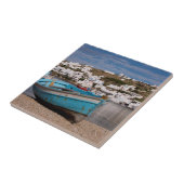 Hafen- und Hafengebiet mit griechischen Fischereif Fliese (Seite)