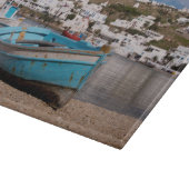 Hafen- und Hafengebiet mit griechischen Fischereif Schneidebrett (Ecke)