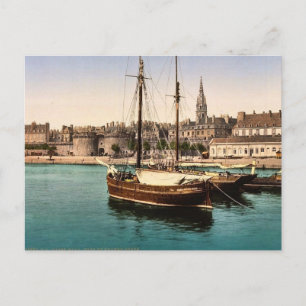 Hafen und Haupttor, St. Malo, Frankreich Vintag Ph Postkarte