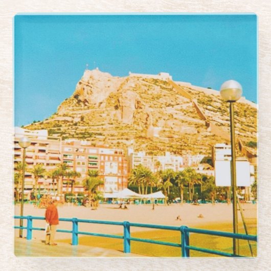 Hafen von Alicante Glasuntersetzer (Vorderseite)
