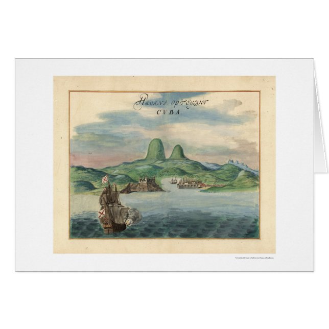 Hafen von Ansicht-Karte 1639 Havanas Kuba (Vorderseite (Horizontal))