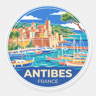 Hafen von Antibes Frankreich Runder Aufkleber