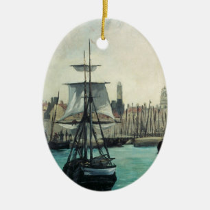 Hafen von Calais von Manet, Vintage Impressionismu Keramikornament