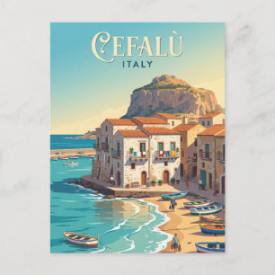 Hafen von Cefalu Italien Postkarte