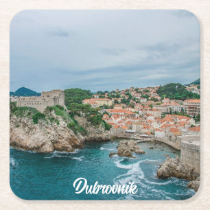 Hafen von Dubrovnik und Coas aus Papier mit dem St Rechteckiger Pappuntersetzer