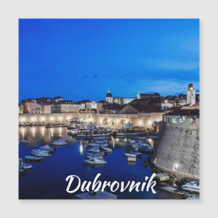 Hafen von Dubrovnik und die in der Nacht ma erhell Magnetkarte