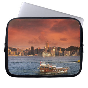 Hafen von Hongkong bei Sonnenuntergang Laptopschutzhülle