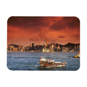 Hafen von Hongkong bei Sonnenuntergang Magnet