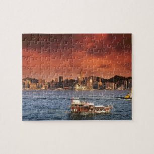 Hafen von Hongkong bei Sonnenuntergang Puzzle