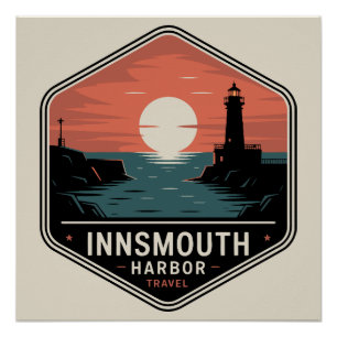 Hafen von Innsmouth – Vintage-Reiseabzeichen Poster