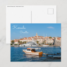 Hafen von Korcula Stadt - Dalmatien, Kroatien Postkarte