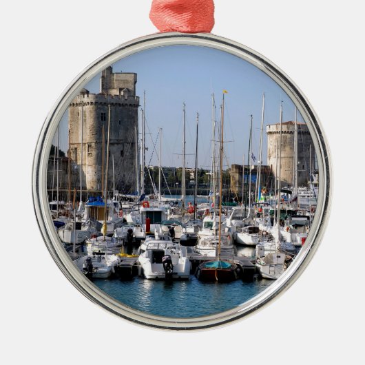 Hafen von La Rochelle in Frankreich Silbernes Ornament (Vorne)
