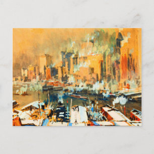 Hafen von Manhattan New York City Vintag Skyline Feiertagspostkarte