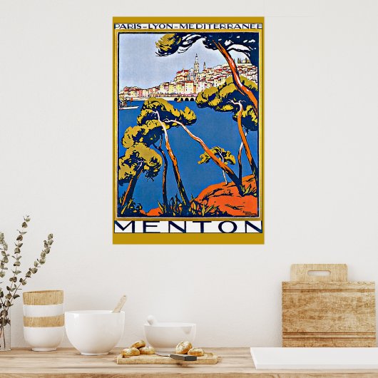 Hafen von Menton Frankreich Poster (Küche)