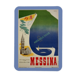 Hafen von Messina auf Sizilien Vintage italienisch Magnet