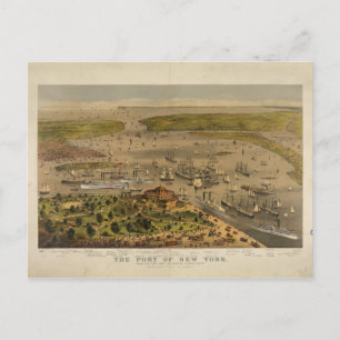 Hafen von New York von Ives im Jahr 1878 Postkarte