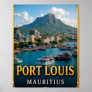 Hafen von Port Louis und tropische Inselansichten Poster