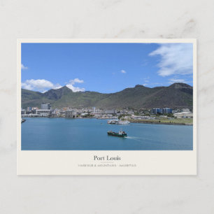 Hafen von Port Louis unterhalb der Berge Postkarte