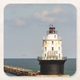 Hafen von Refuge Lighthouse Rechteckiger Pappuntersetzer