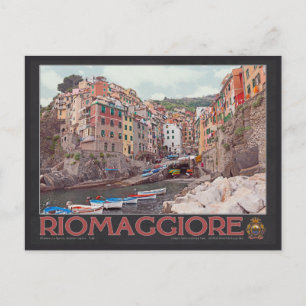 Hafen von Riomaggiore (schwarz) Postkarte