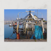 Hafen von Saint-Vaast-la-Hougue in Frankreich Postkarte (Vorderseite)