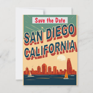 Hafen von San Diego Blaue Hochzeitseinladung Save The Date