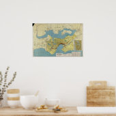 Hafen von Seattle Vintage Karte c. 1918 Poster (Küche)