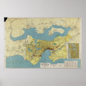 Hafen von Seattle Vintage Karte c. 1918 Poster (Vorne)