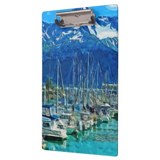 Hafen von Seward Alaska Abstrakter Impressionismus Klemmbrett (Links)