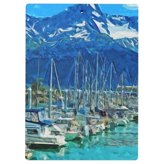 Hafen von Seward Alaska Abstrakter Impressionismus Klemmbrett (Rückseite)