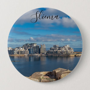 Hafen von Sliema und Wolkenkratzer in Malta Button