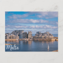 Hafen von Sliema und Wolkenkratzer in Malta Postkarte