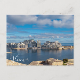 Hafen von Sliema und Wolkenkratzer in Malta Postkarte