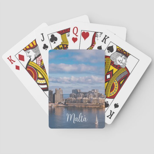 Hafen von Sliema und Wolkenkratzer in Malta Spielkarten (Rückseite)