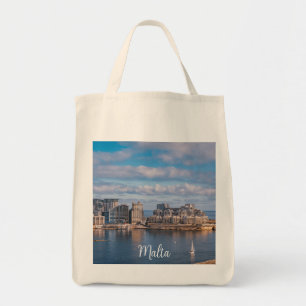 Hafen von Sliema und Wolkenkratzer in Malta Tragetasche
