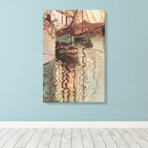 Hafen von Triest durch Egon Schiele, Vintage Kunst Leinwanddruck