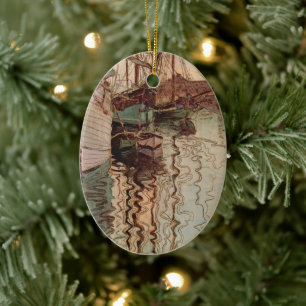 Hafen von Triest von Egon Schiele, Vintage Art Keramik Ornament