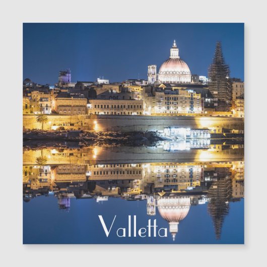 Hafen von Valletta Altstadt bei Nacht Magnet (Vorderseite)
