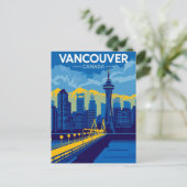 Hafen von Vancouver Retro-Skyline Postkarte (Stehend Vorderseite)